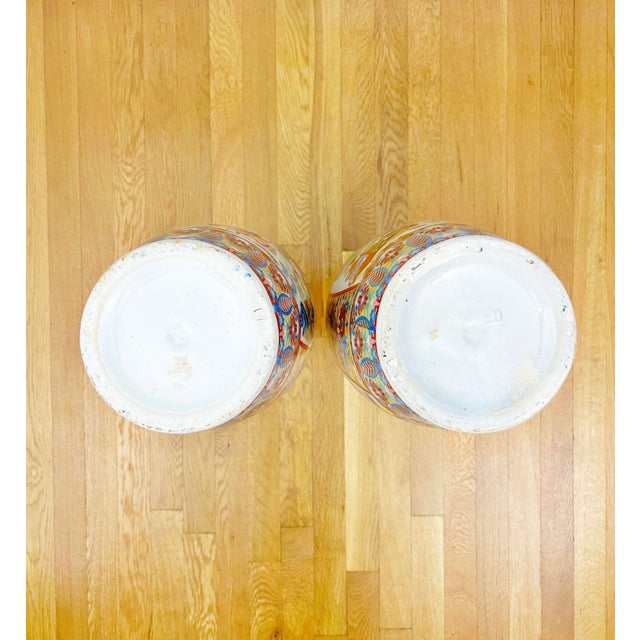 Ceramic Pair of Mid 20th Century Porcelain Satsumi-Style Floor Vases For Sale - Image 7 of 12