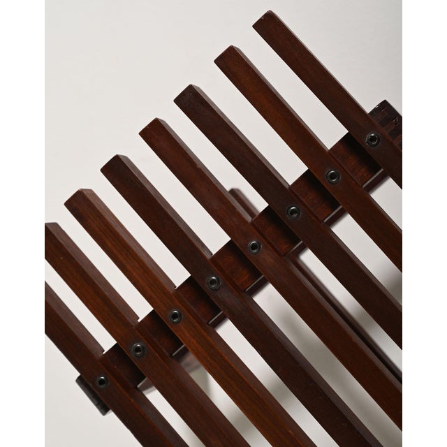 1970s Vintage Dark Wood Slatted Bench, 1970s For Sale - Image 5 of 9