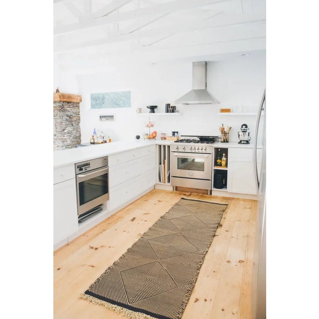 Black and Sand Tan Flatweave Zanafi Moroccan Wool Runner (Made-To-Order) 2'6" X 10' For Sale - Image 9 of 10