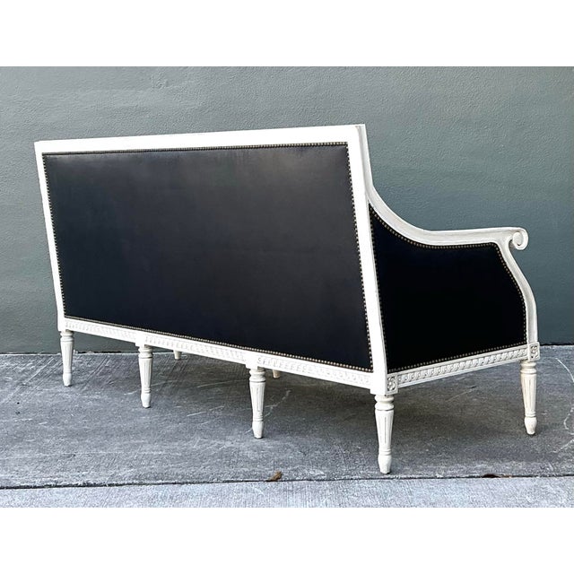 Vintage Oly “Hanna” Leather Louis XVI Style Sofa For Sale - Image 9 of 12