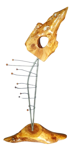 Nacho Cullere, Fish Skeleton Sculpture, 1970s, Metal & Wood