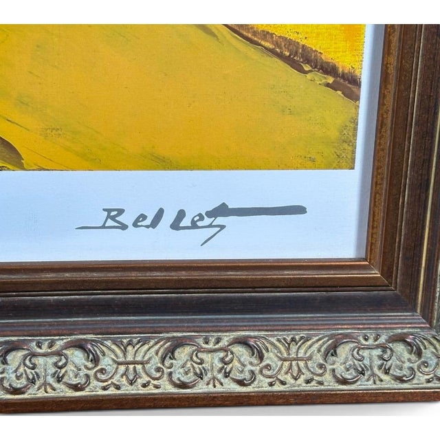 Framed Emile Bellet D'or Et De Reve Signed Seriolithograph With Certificate of Authenticity This striking vintage French...