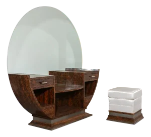 Dressing Table and Ottoman, 1940s, Set of 2