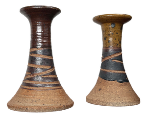 Mid-Century Modern Danish Studio Pottery Candleholders by Tue Poulsen for Tue Keramik, 1960s, Set of 2