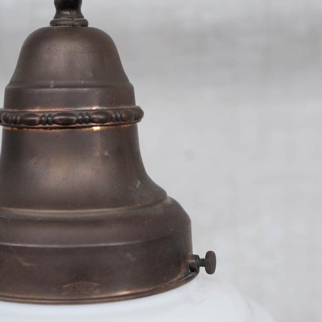 French Opaline and Brass Pendant Light, 1930s For Sale - Image 6 of 10