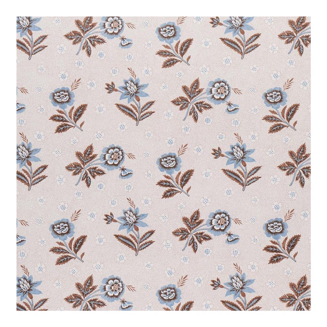 Sample - Schumacher Colline Wallpaper in Delft & Sepia For Sale