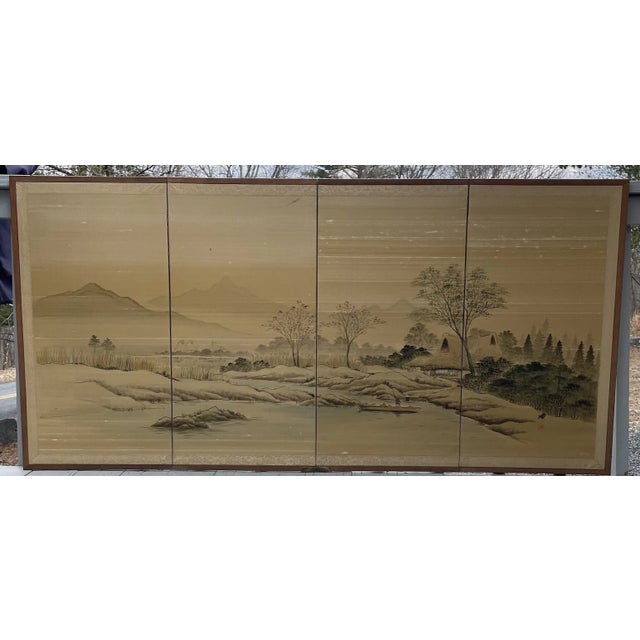 Welcome to Celestial Nonesuch For Sale Today: LARGE Antique - Vintage Chinese Folding Hand Painted Table Screen Panel...