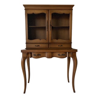 Vintage Weiman French Provincial Louis XV-Style Secretary Desk With Bookcase Hutch For Sale