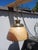 Moving sAle Custom Made Two Tone Brass and Cedar Wood Pendant Lamp For Sale In San Diego - Image 6 of 12