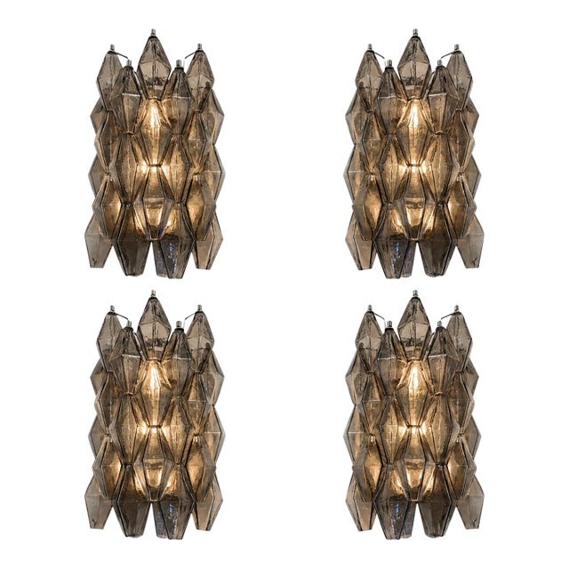 Italian “Poliedri” Murano Glass Wall Sconce in Venini Design - Lot of 4 For Sale