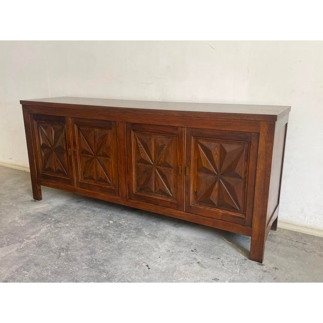 Brown French Walnut Brutalist Sideboard, 1970s For Sale - Image 8 of 10