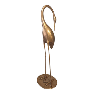 Large Mid-Century Modern Brass Crane Sculpture
