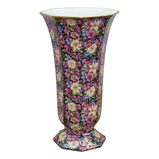 Royal Winton Grimwades England Florence Chintz Floral All Over Vase Urn 12" For Sale