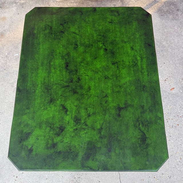 Luxurious Vintage Mid Century Rattan Side Table With Deep Verdant Lacquer Finish - Newly Painted For Sale - Image 11 of 12