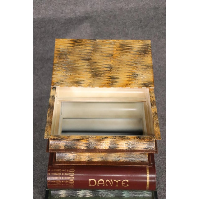 Italian Painted Tole Metal End Table Styled after Historic Literature Books For Sale - Image 10 of 13