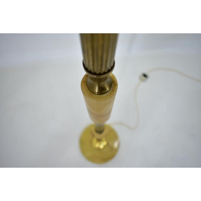Goldenrod Mid-Century Alabaster and Brass Floor Lamp, Czechoslovakia, 1950s For Sale - Image 8 of 18