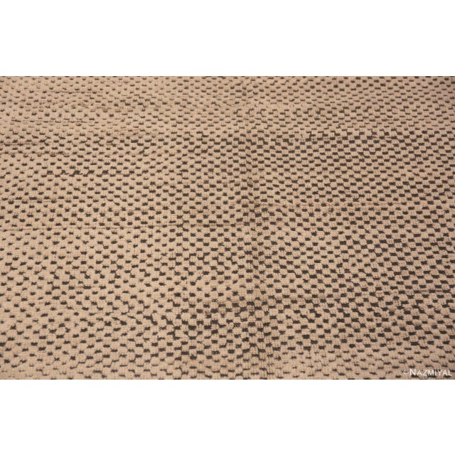 Nazmiyal Collection Cream Color Modern Tribal Checkerboard Design Rug For Sale In New York - Image 6 of 6