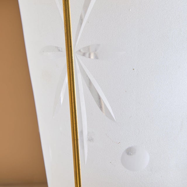 1950s Italian Tapered Ivory Lacquer + Starburst Glass Lantern Pendant For Sale - Image 11 of 11