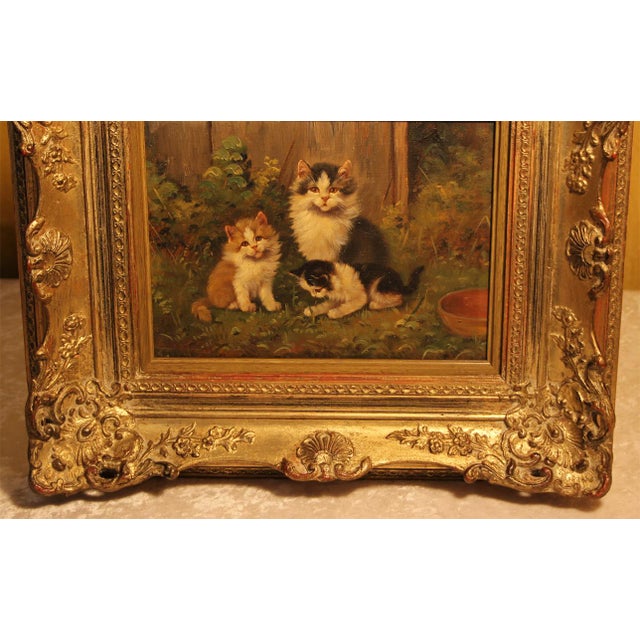 Benno Kögl, Cat with Two Kittens, Mid-20th Century, Oil on Wood, Framed For Sale - Image 8 of 10