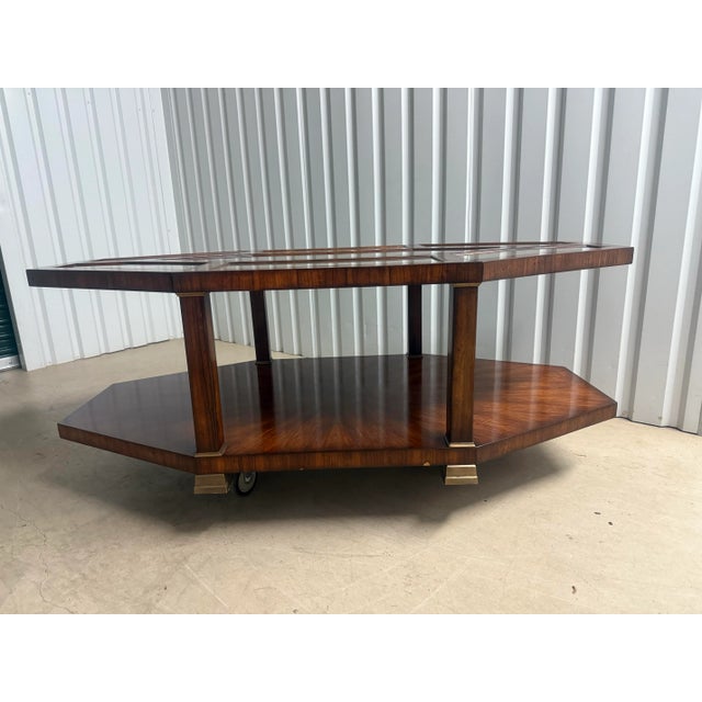 Vintage Theodore Alexander Style Eglomisé Mahogany Coffee Table For Sale In Mobile - Image 6 of 11