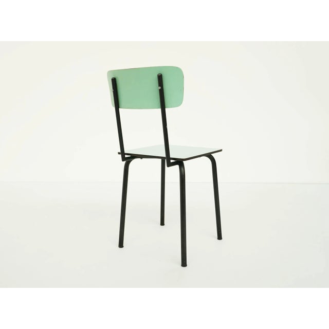 Large Pistachio Green Laminate Table & Suspended Chairs, Set of 9 For Sale - Image 14 of 18