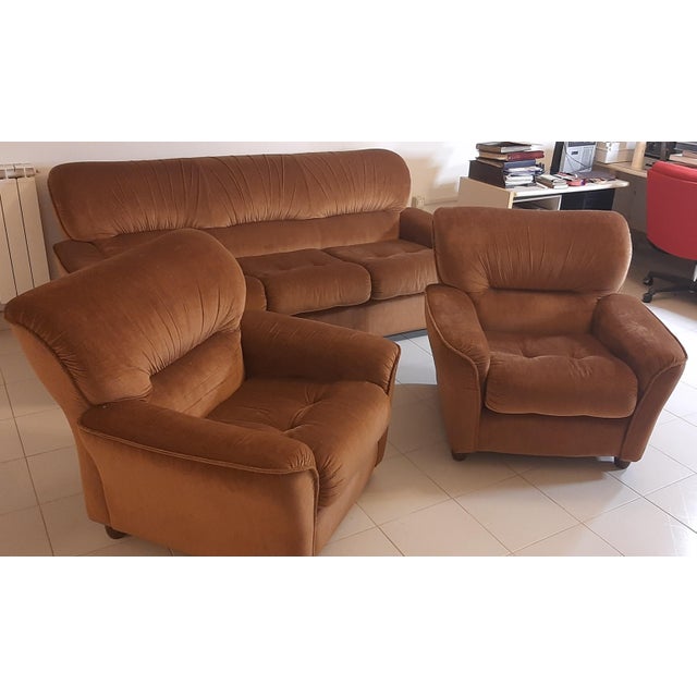 Brown Sofa and Armchairs from Doimo, 1980s, Set of 3 For Sale - Image 8 of 18