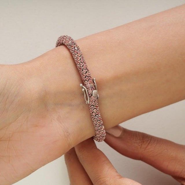 Golden Orange Sapphire Rope Bracelet in 925 Silver For Sale - Image 6 of 13