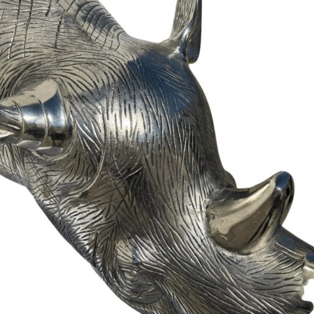 Late 20th Century Wall Mounted Cast Aluminum Rhino Sculpture For Sale - Image 4 of 12