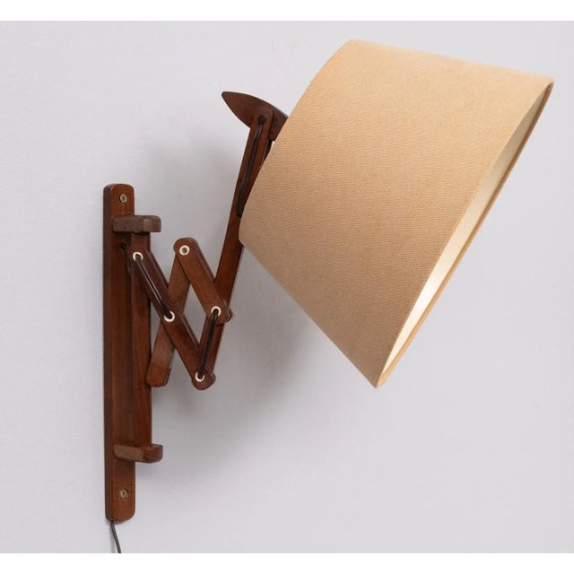Teak Scissor Wall Lamp, the Netherlands, 1960s For Sale - Image 10 of 11