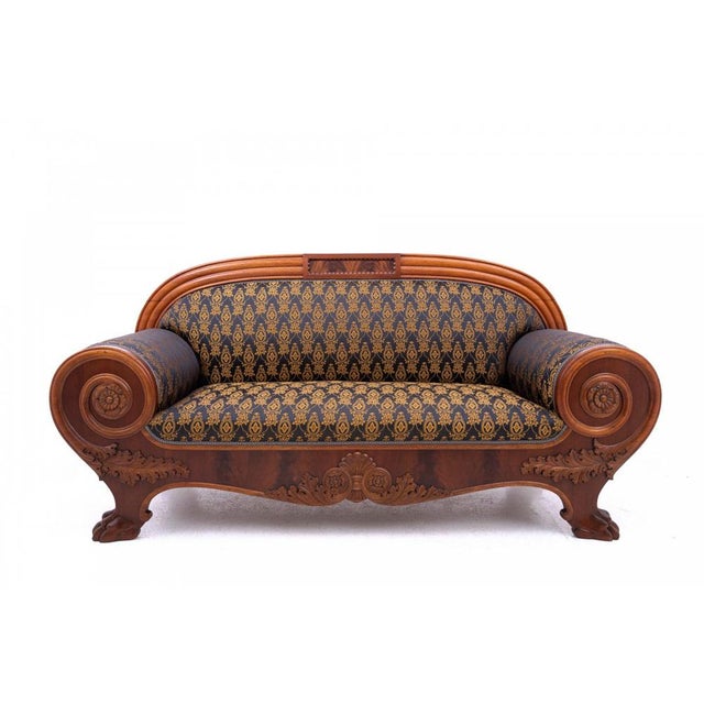 Black Antique Biedermeier Living Room Set, 1870s, Set of 3 For Sale - Image 8 of 12