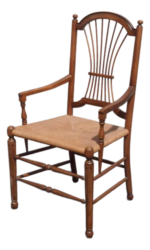 Unique Vintage French Country Oak Rush Seat Arm Chair W Unique Arm Rests