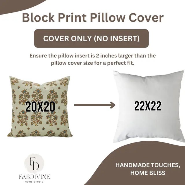 Not Yet Made - Made To Order Fabdivine Indian Block Print Cushion Cover 20x20 Inch Pure Linen- Sadabahar For Sale - Image 5 of 5