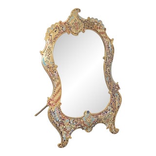 19th Century French Champlevé Bronze & Brass Easel Mirror For Sale
