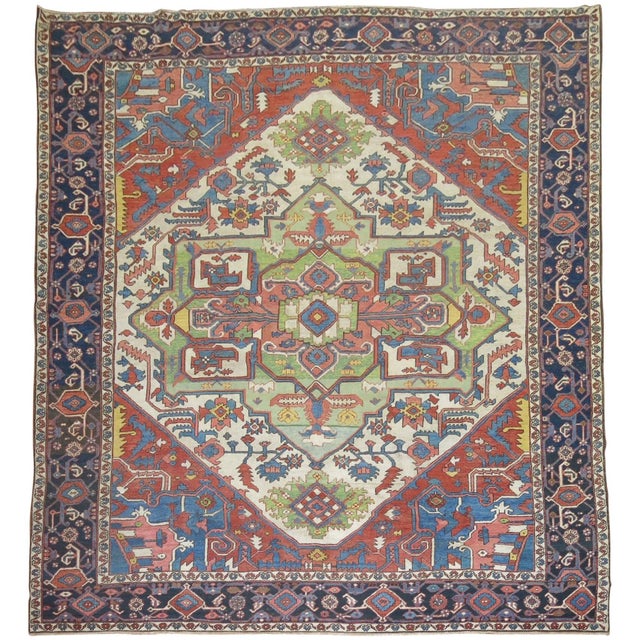 Zabihi Collection Antique Serapi Heriz Carpet For Sale - Image 9 of 18