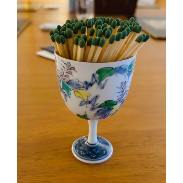 Matches not included. Don't want fire hazzard.This is a Mino Shozan ceramic stemmed cup from Japan, made of fine porcelain...