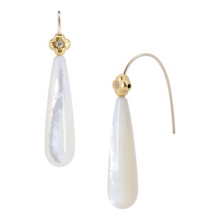 Mother of Pearl Raindrop Earrings, Pair For Sale