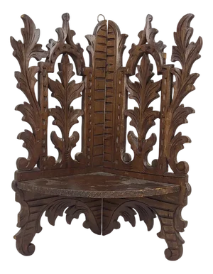 Black Forest Style Carved Wooden Corner Shelf, 1890s