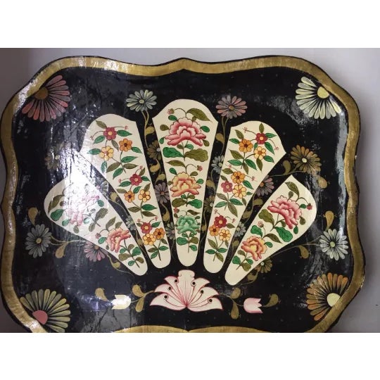 1970s Vintage Chinoiserie Paper Mache Asian Tray Wall Hanging For Sale - Image 5 of 8