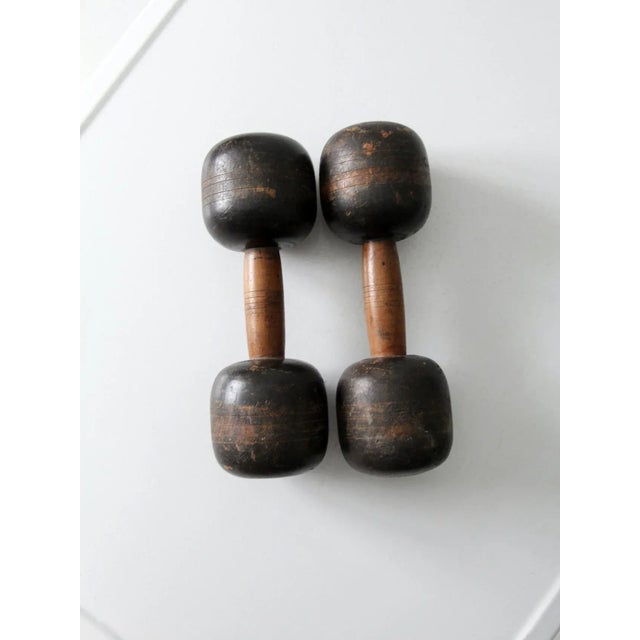 Brown Antique Wooden Hand Weights For Sale - Image 8 of 13