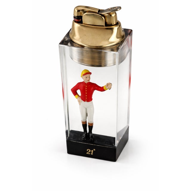 Mid-Century Modern Vintage the 21 Club Nyc Restaurant Equestrian Jockey Lucite Lighter For Sale - Image 3 of 7