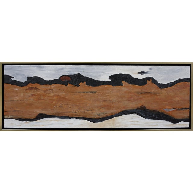 The artist painted Terra Firma vertically, but when she turned it around to check for balance, she liked the suggestion of...