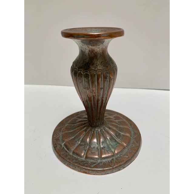 Vintage Copper Pewter Forged Candleholder For Sale - Image 4 of 9