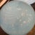 Hand-blown Murano glass lamp in an ovoid shape and baby blue color. The glass creates a spiral effect around the entire...