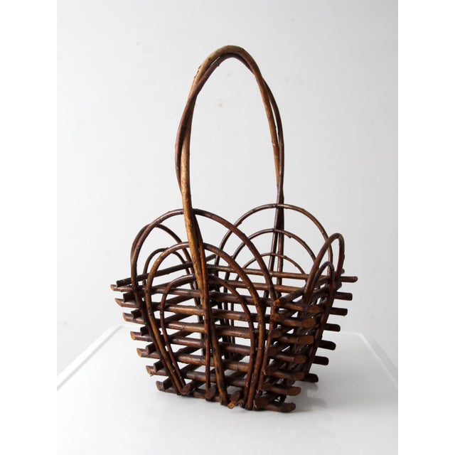 Vintage Twig Basket For Sale - Image 6 of 14
