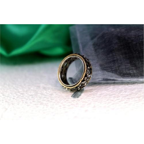 Gold and Silver Ring with Calibrated Zirconias For Sale - Image 3 of 7