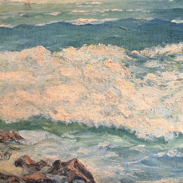 Paint Mid-20th Century American Seascape Oil Painting For Sale - Image 7 of 13
