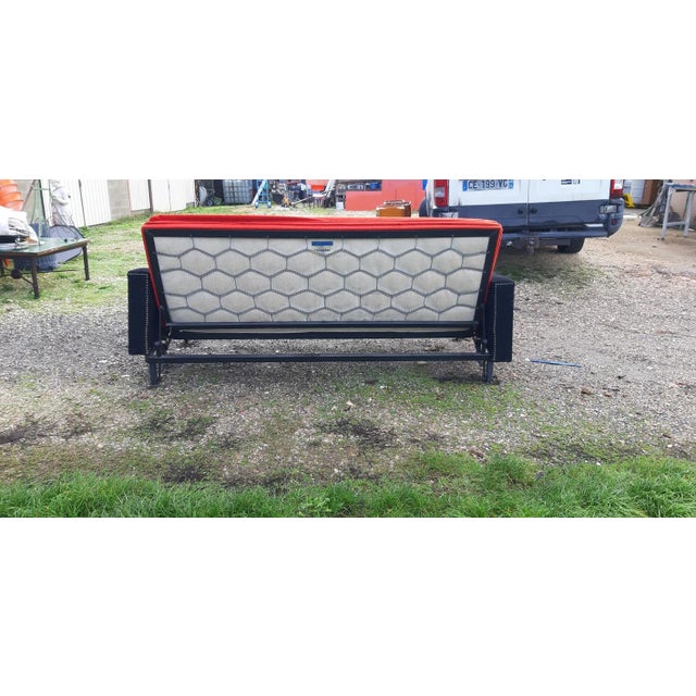Vintage Sofa in Red and Black Fabric, 1970 For Sale - Image 3 of 12