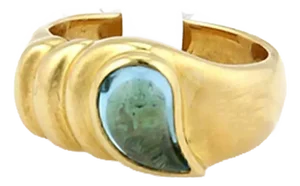 Chopard Tear Drop Blue Topaz 18k Yellow Gold Band Ring, Size 5.5