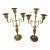 Two Vintage 3 Light Brass Metal churchAltar Candelabra Candlesticks 18" Decor For Sale