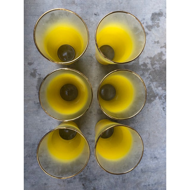 Vintage / Mid Century Modern Blendo West Virginia Glass Yellow Pitcher and Glasses - 7 Piece Set For Sale - Image 10 of 13